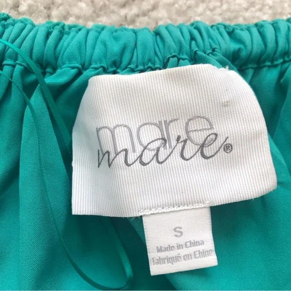 Anthropologie Mare Mare Off The Shoulder Puff Sleeve Green Mini Dress Size Small - Picture 8 of 13